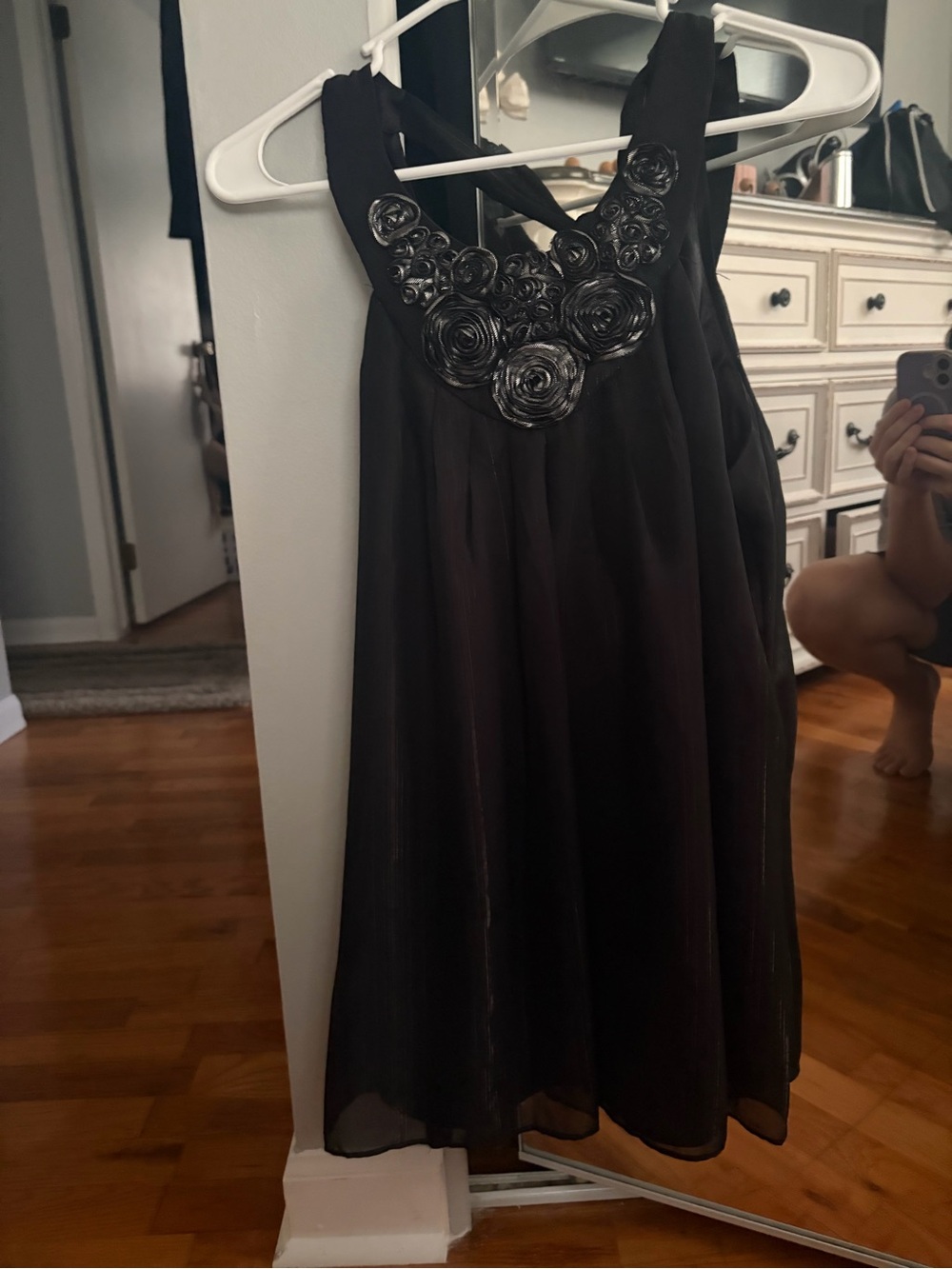 Beige by eci Black Floral Rosette Formal